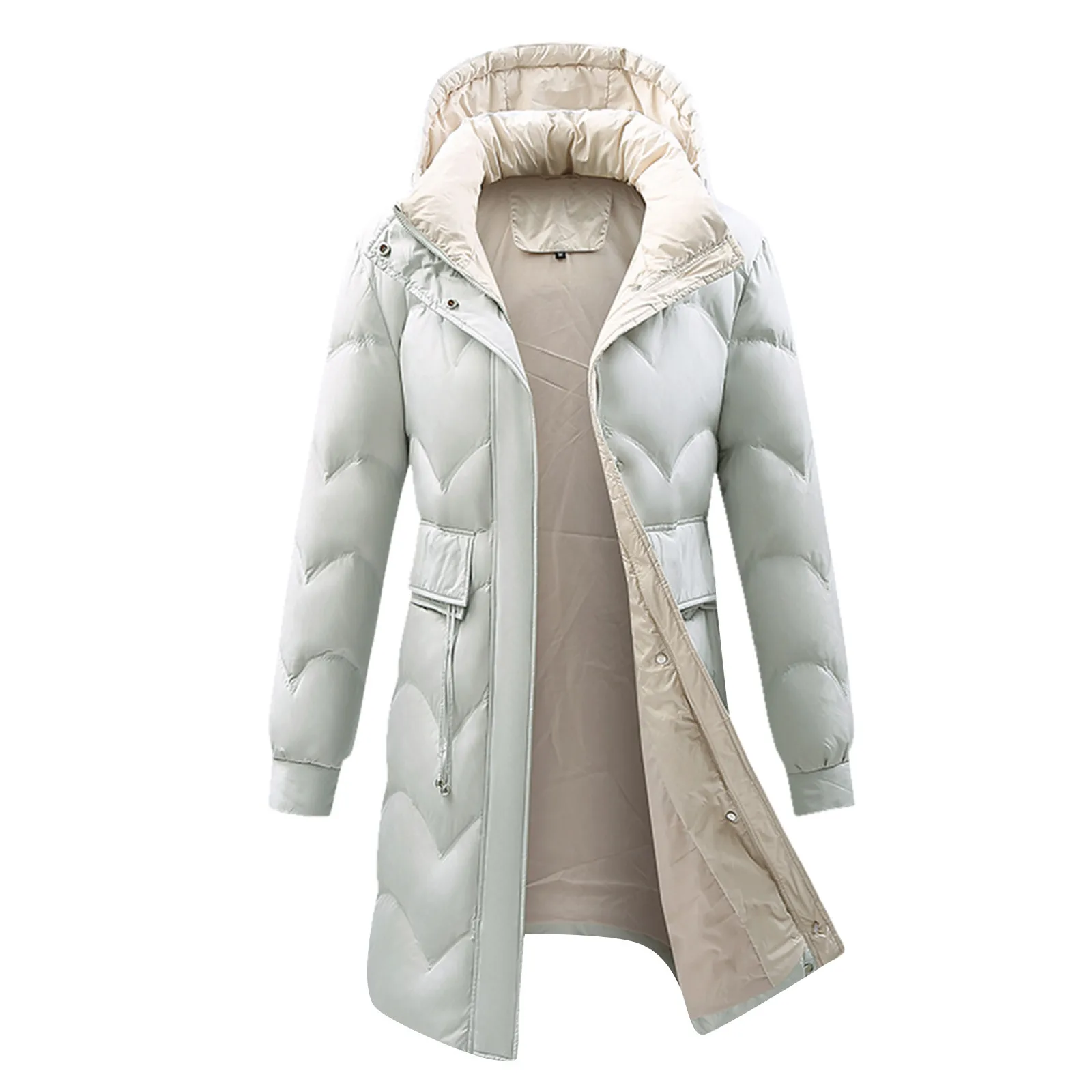 Women\'S 2025 Long Winter Coat Vest With Hood Long Sleeve Warm Down Coat With Pockets Quilted Down Jacket Quilted Outdoor Jacket