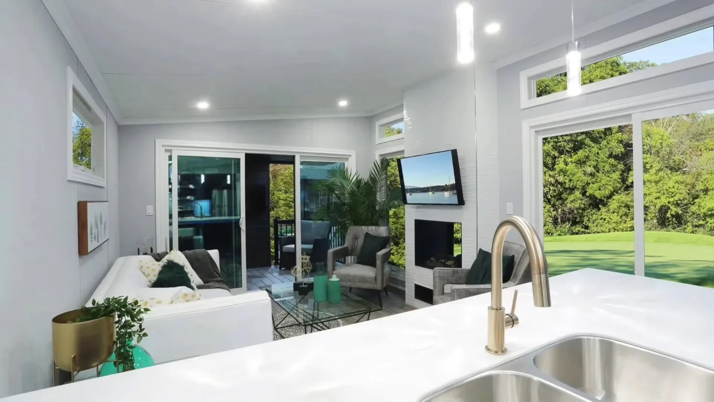 Trailer RV de baixo custo, casa móvel, casa pequena, rodas, restaurante móvel, villa de aço leve, transporte na China para venda