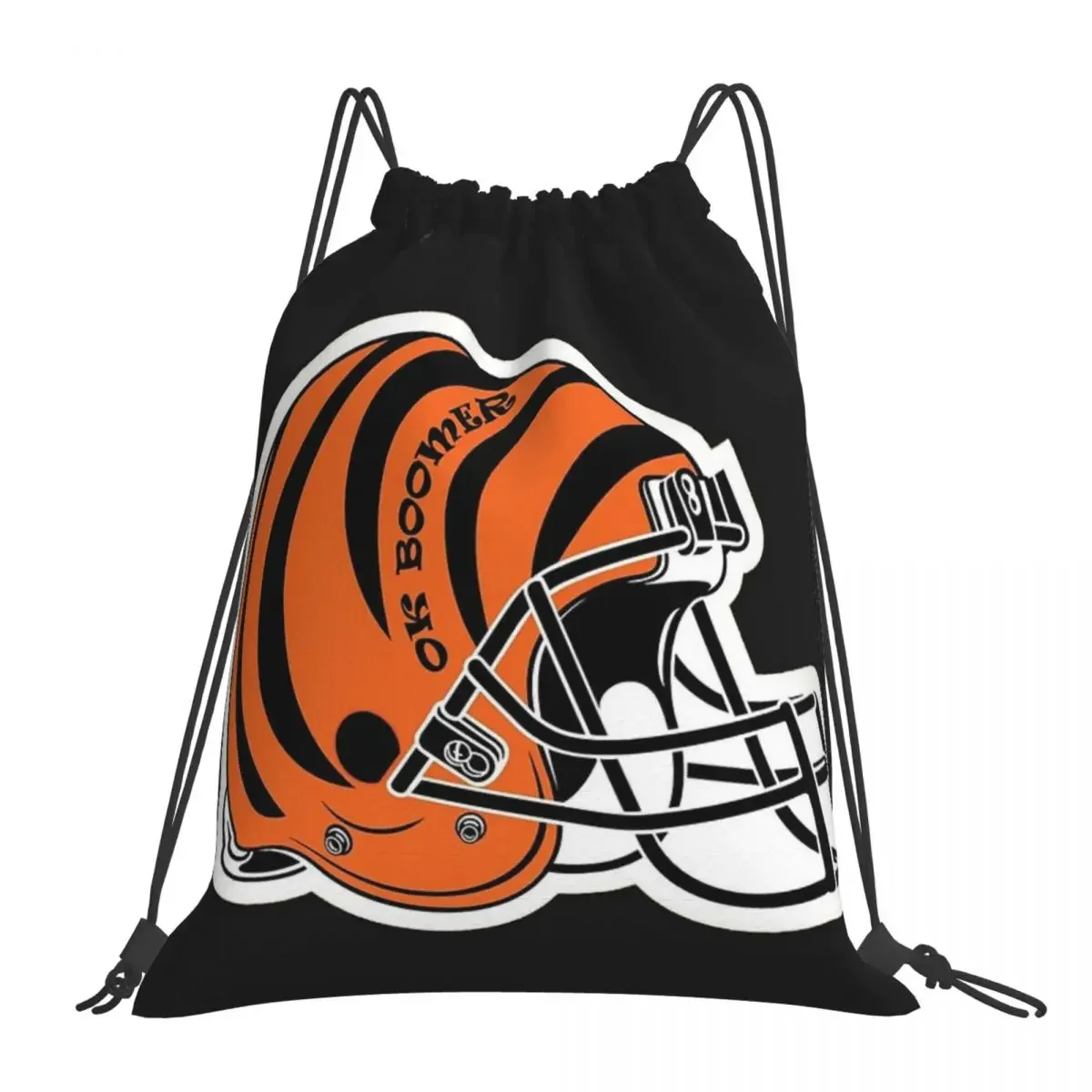 OK BOOMER - Cincinnati Bengals Helmet Backpacks Drawstring Bags Drawstring Bundle Pocket Storage Bag BookBag For Travel Students