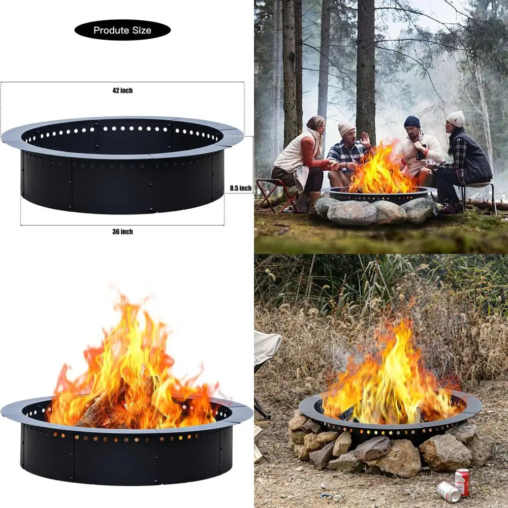

Усиленный круглый вкладыш для уличного очага (42 дюйма), вставка для костра своими руками для патио-камина