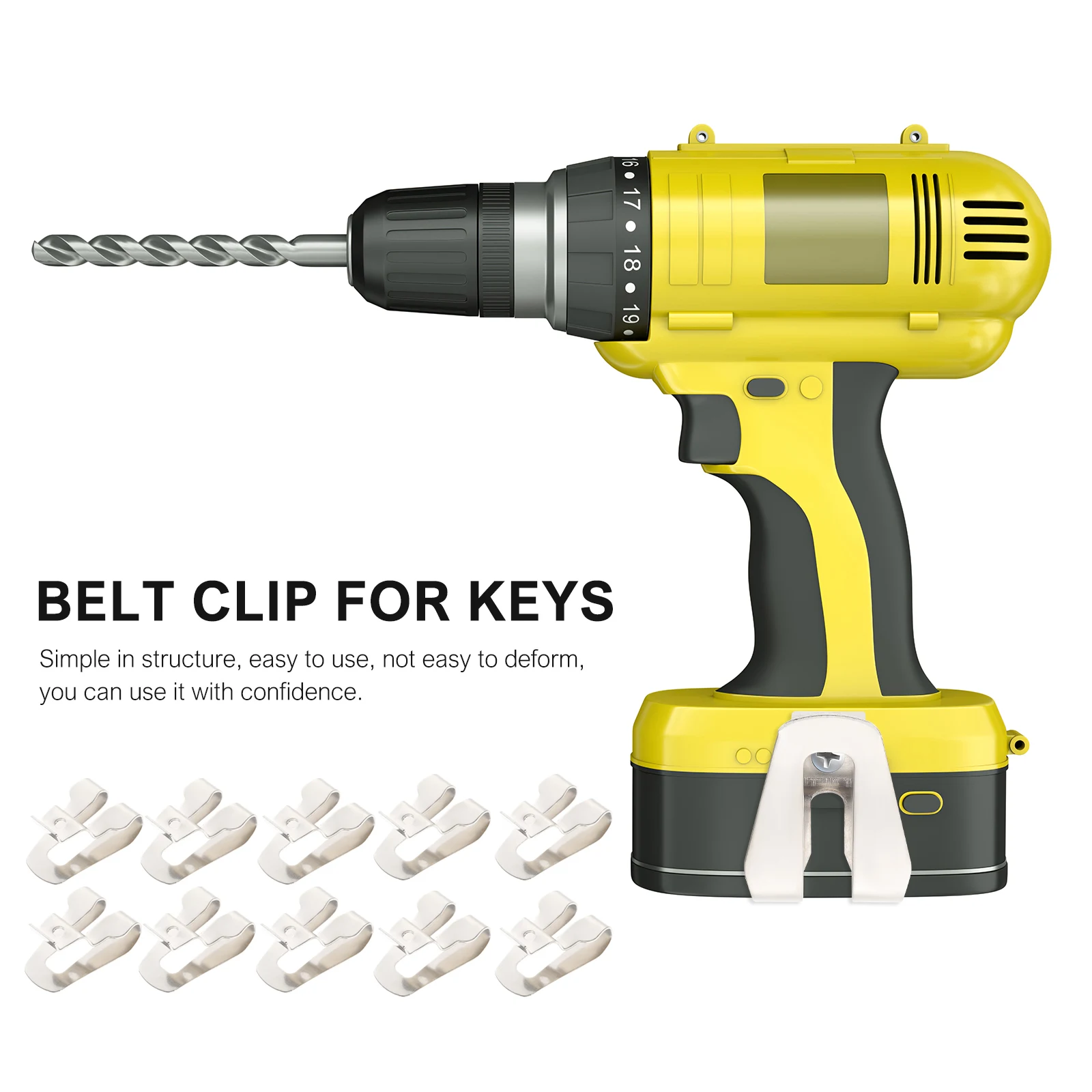 

10pcs Belt Clip Belt Clasp Hook For Drill Driver Power Tool Stainless Steel Heavy Duty Tool Hook Key Holder Replacement Fit