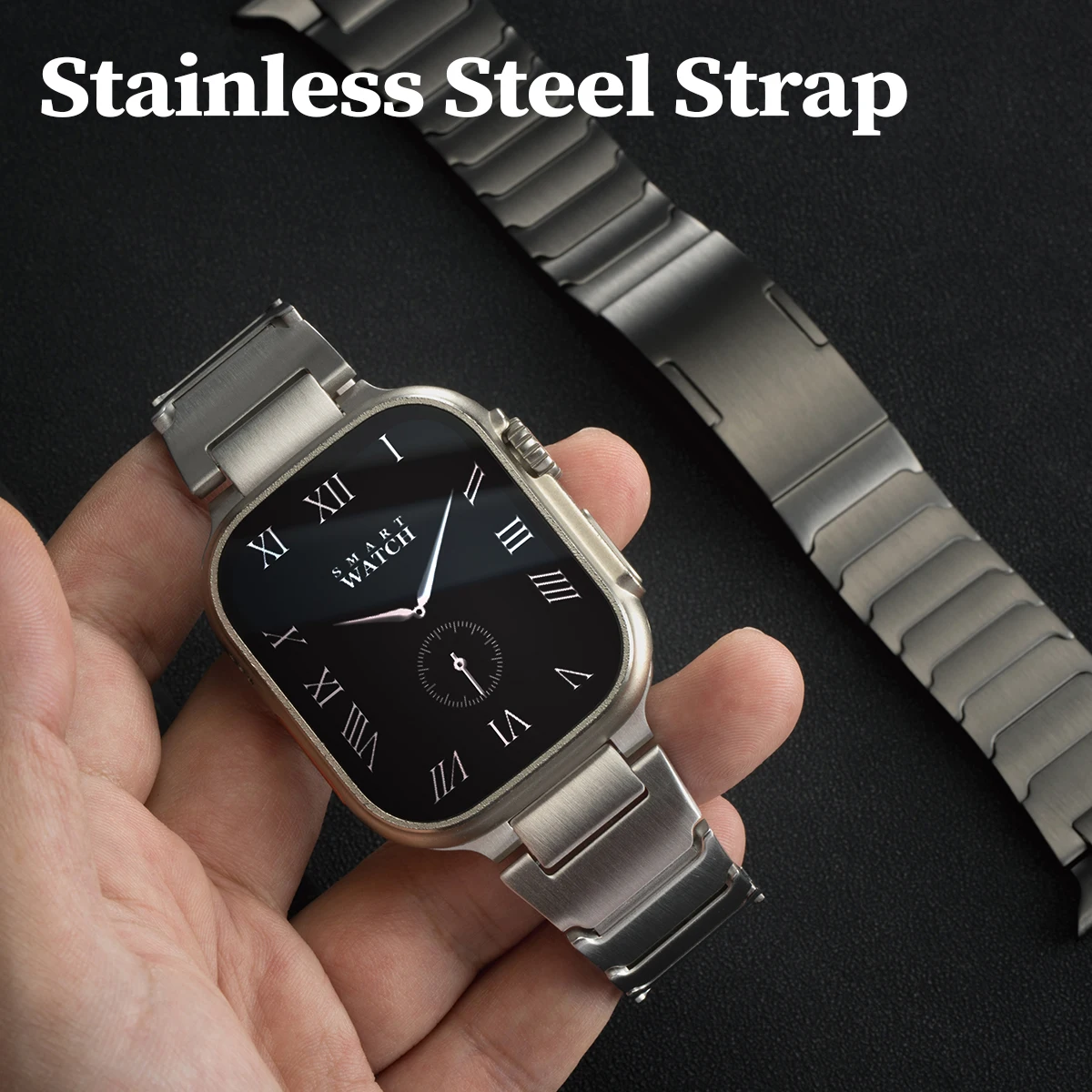 

Деловой ремешок из нержавеющей стали для Apple Watch Ultra 2/1 49 мм серии 10, 9, 8, 7 6, роскошный металлический ремешок для iWatch 46 45 мм 44 Correa