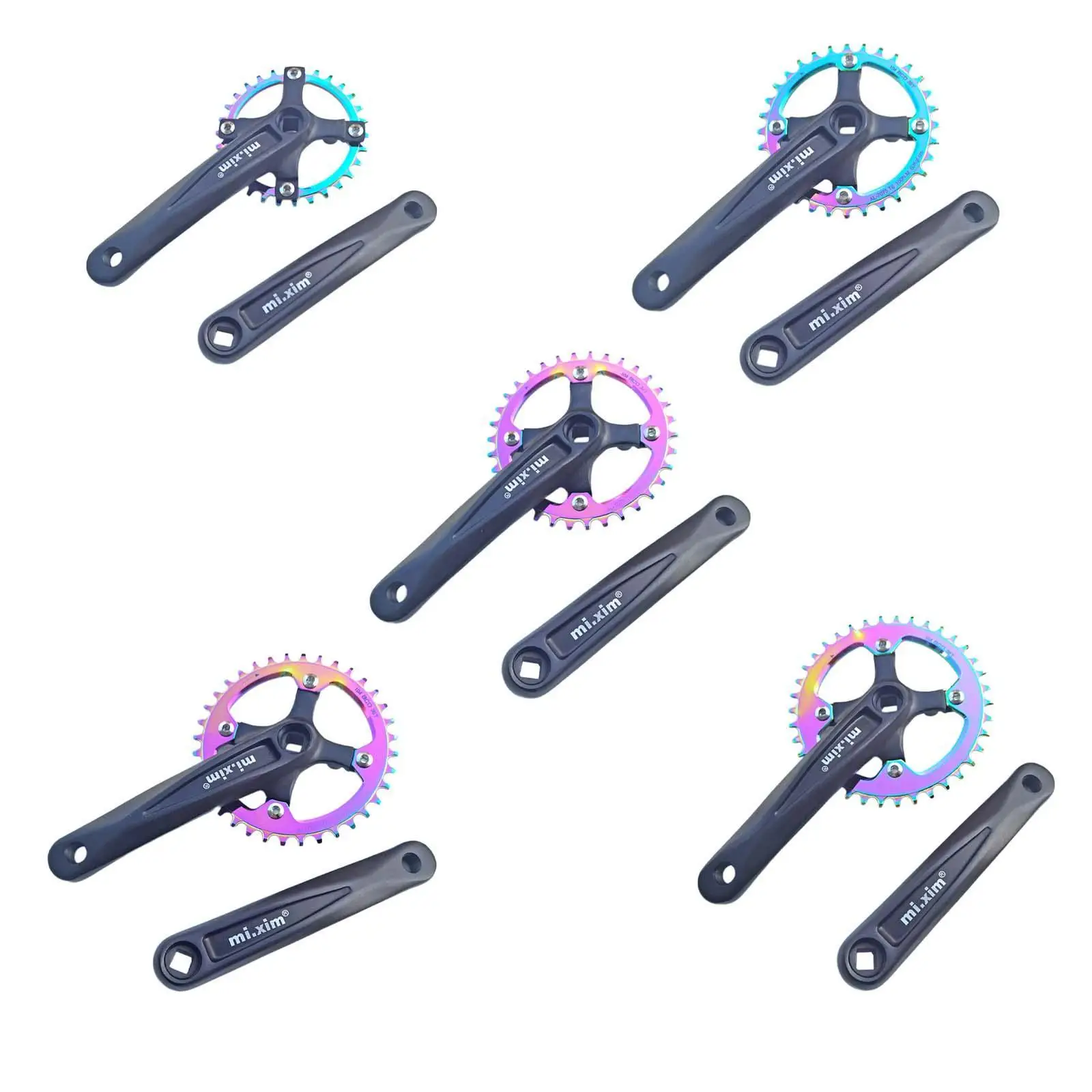 Mountain Bike Crankset Round Colorful Chainring 104 BCD Aluminum Alloy 170mm