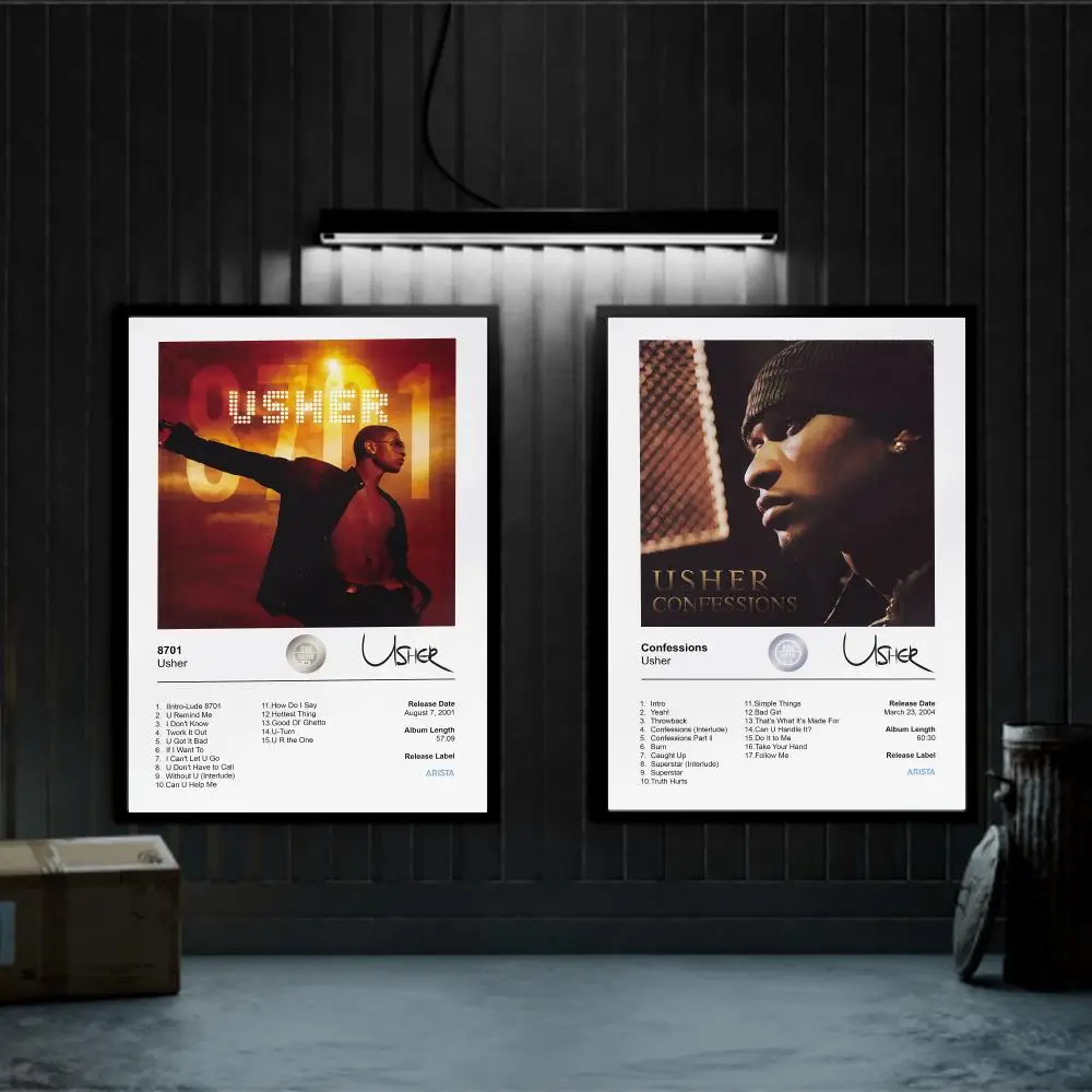 

U-Usher Poster Prints Canvas Painting Wall Art Picture Living Room Home Decor Tracklist Music Album Cover