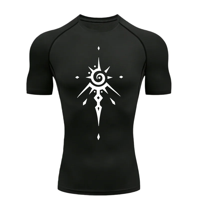 

Мужская спортивная футболка для фитнеса 2026 Мужская спортивная тренировочная компрессионная футболка для фитнеса и тренировок Эластичная футболка для спортзала Футболка MMA