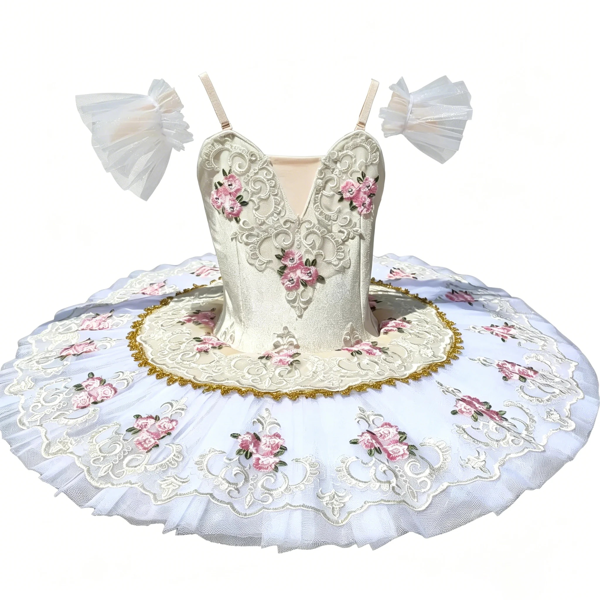 

Professional Elegant Ballet Dress Flower Embroidery Patchwork Gauzy Ballerina Party Dress Children Girl Ballet Dance Costumes