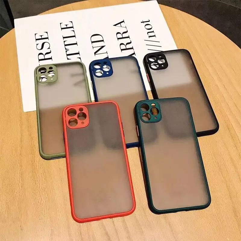 Stoßfeste transparente matte Hülle für iPhone 11 12 13 mini 14 15 16 Plus 17 Pro Max 17 Air mit Skin-Feel-Bumper