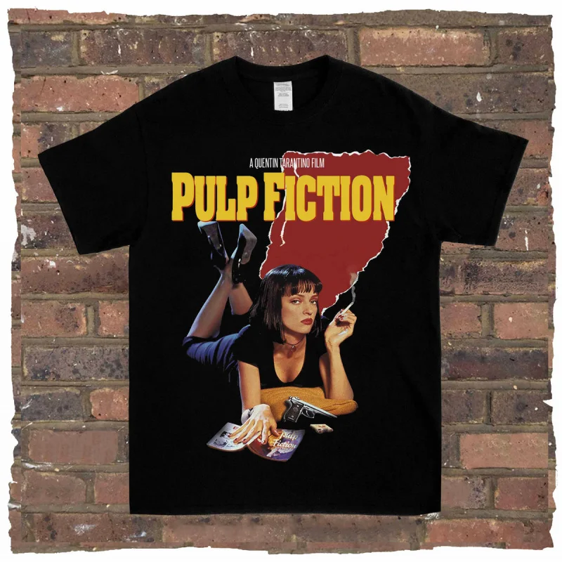 

0422 Retro movie Pulp Fiction Vintage Gift t shirt 100% cotton printed tee Crew Neck Short Sleeve Graphic clothes All size tops