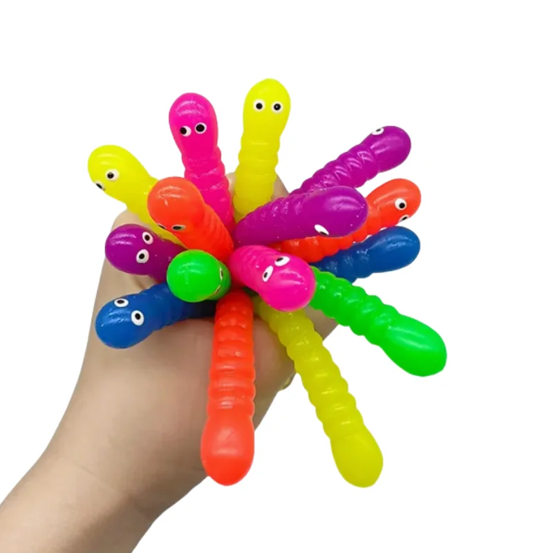 

6PCS Colored Caterpillar Pinching Music Decompression Vent Cute And Interesting Soft Rubber Rally Toys Children's School Gifts