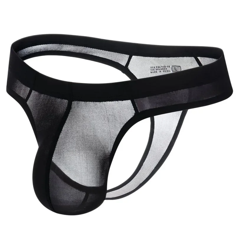 Sexy Men's Thongs Underwears Ultra-thin Thong G Strings Pouch Ice Silk Tanga Hombre Sexy Gay Underpants Breathable Briefs Men