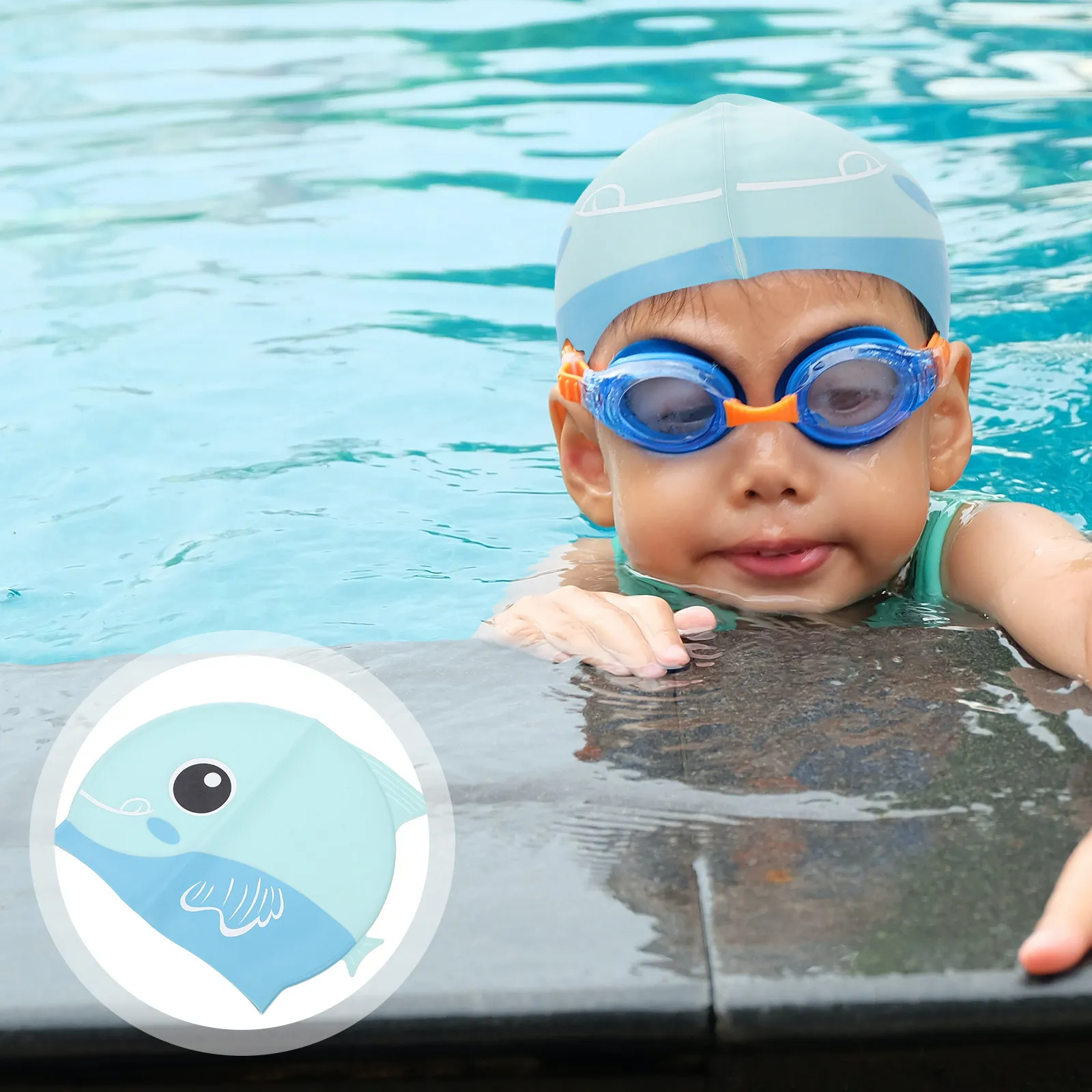 Swim Cap Silicone - Silikon yüzme şapkası karikatür çocuk şapkası