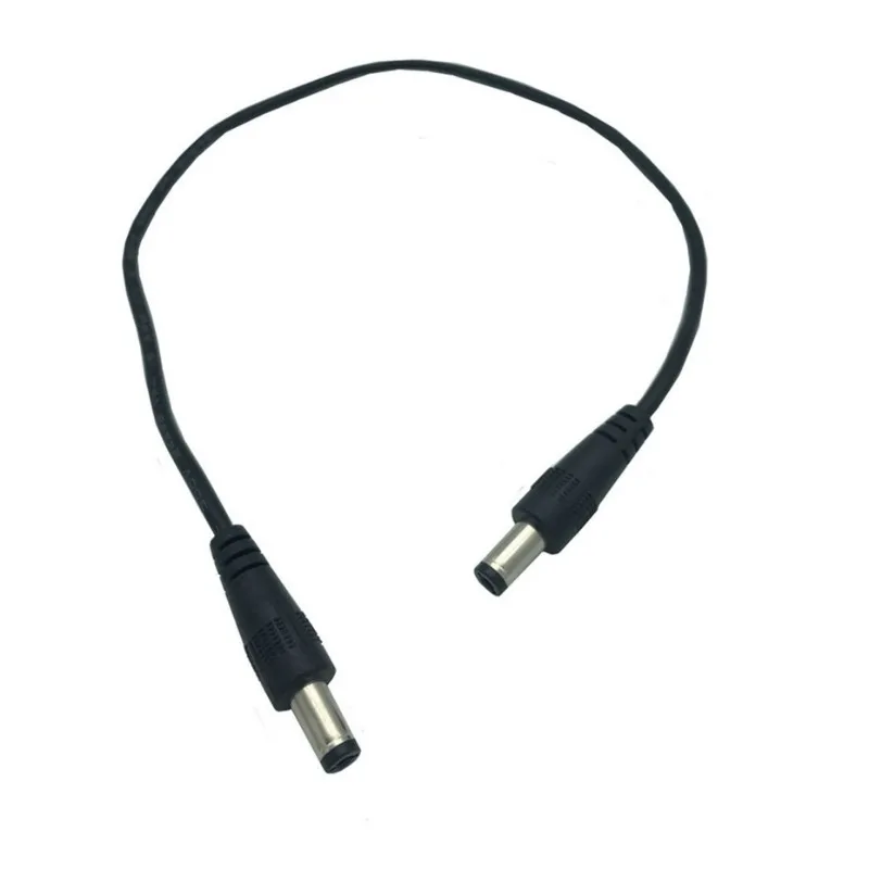 DC 5.5mm x 2.1mm kabel ekstensi kawat 0.35M konektor laki-laki ke laki-laki 5.5*2.1 kabel laki-laki ke laki-laki kawat hitam 35cm