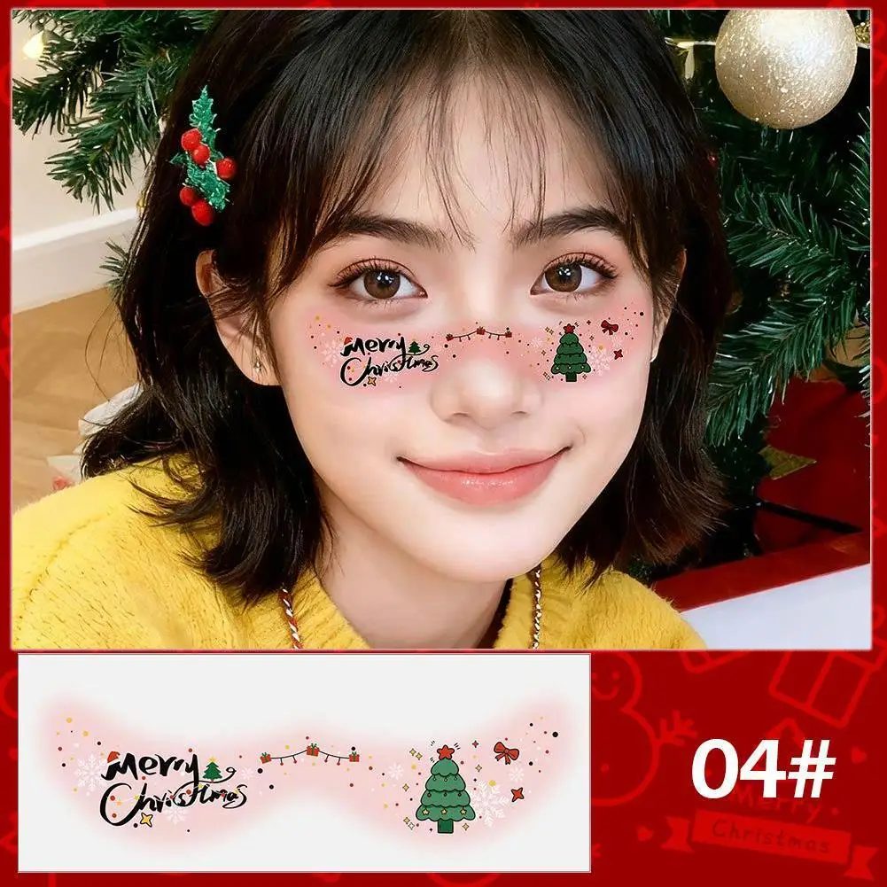ملصقات ماكياج عيد الميلاد عيد الميلاد الوجه بريق النمش الوجه الوشم مقاوم للماء الوجه بريق النمش لعيد الميلاد O5M9 #3