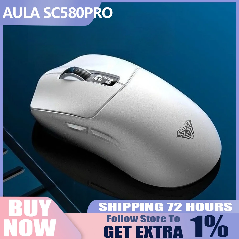 

AULA SC580PRO Легкий интеллектуальный экран игровой Bluetooth 3-режимная мышь PAW3311 Датчик E-Sport Эргономичный для ПК в подарок