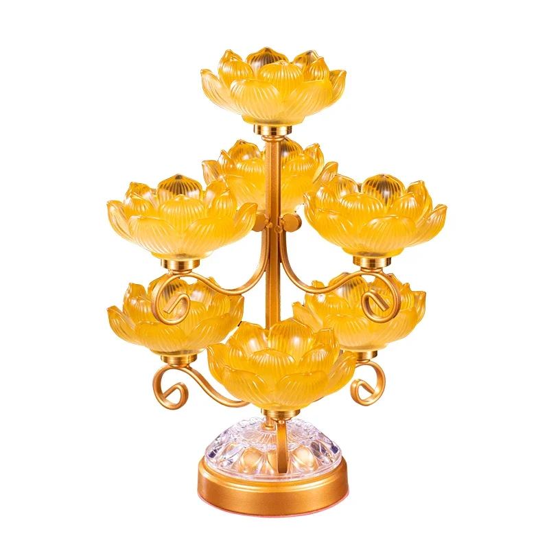 

Glass candlestick ever-burning Lotus Buddha butter lamp