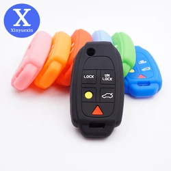 Xinyuexin Silicone Car Key Case for Volvo XC90 S80 XC70 S60 V70 Cover Keyless Remote Fob Shell Skin Holder Protector 5 Buttons