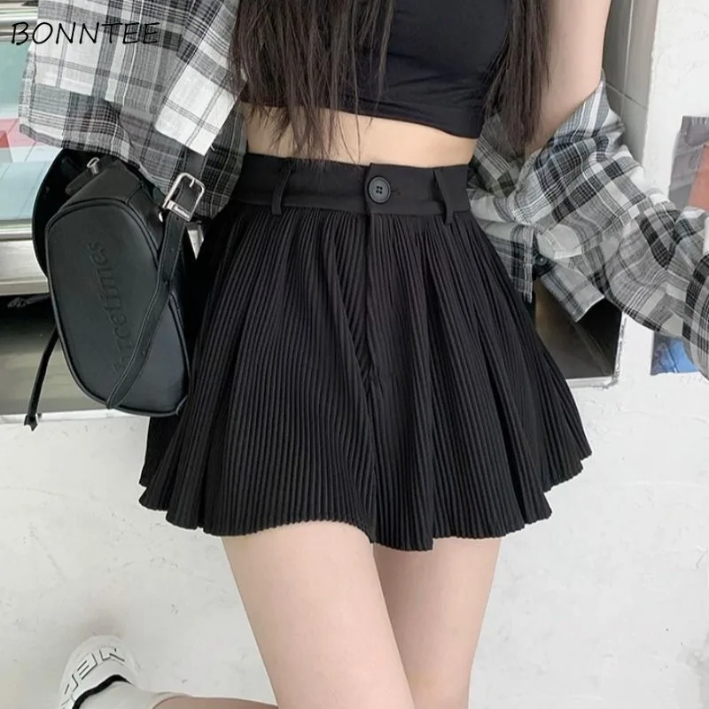 

M-4XL Shorts Women Solid Folds Simple Daily Spring Adorable Designed All-match Korean Style Basics Prevalent Ladies Vintage Cozy