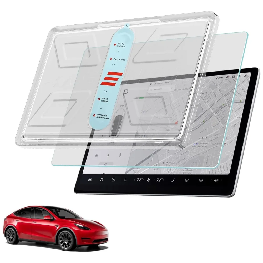 

Для Tesla Model 3 Model Y комплект для выравнивания защитной пленки для экрана с сверхбыстрой самоклеящейся защитой от отпечатков пальцев без пузырьков