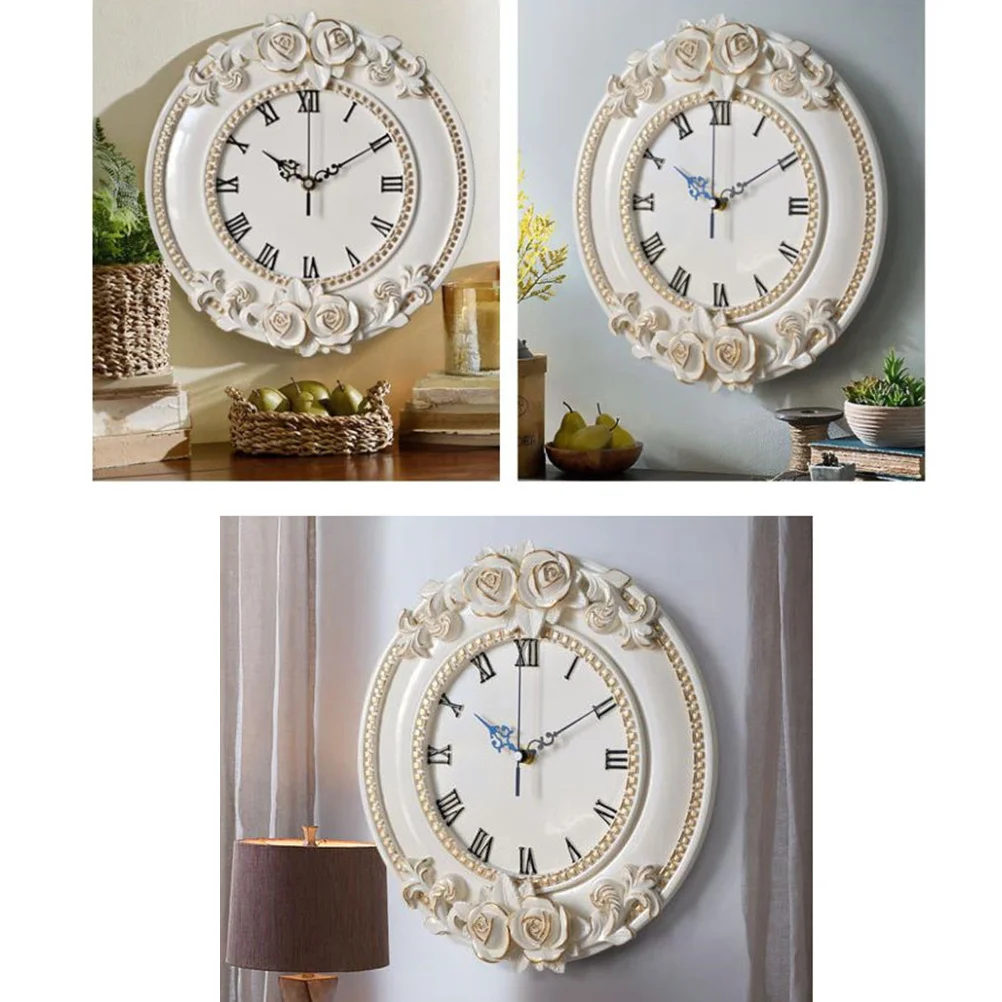

Vintage Decor Art Clock Rustic Clocks Wall Decorative for Bedrooms Living White Silent Man