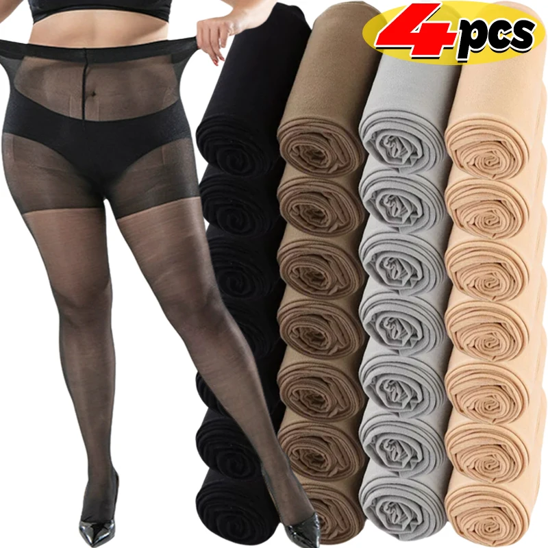 1/4Pcs 0D Stockings Women Skin Color Tights Tear Resistant Anti-cored Hook Wire Pantyhose Black Socks Slim Ultra Thin Leggings