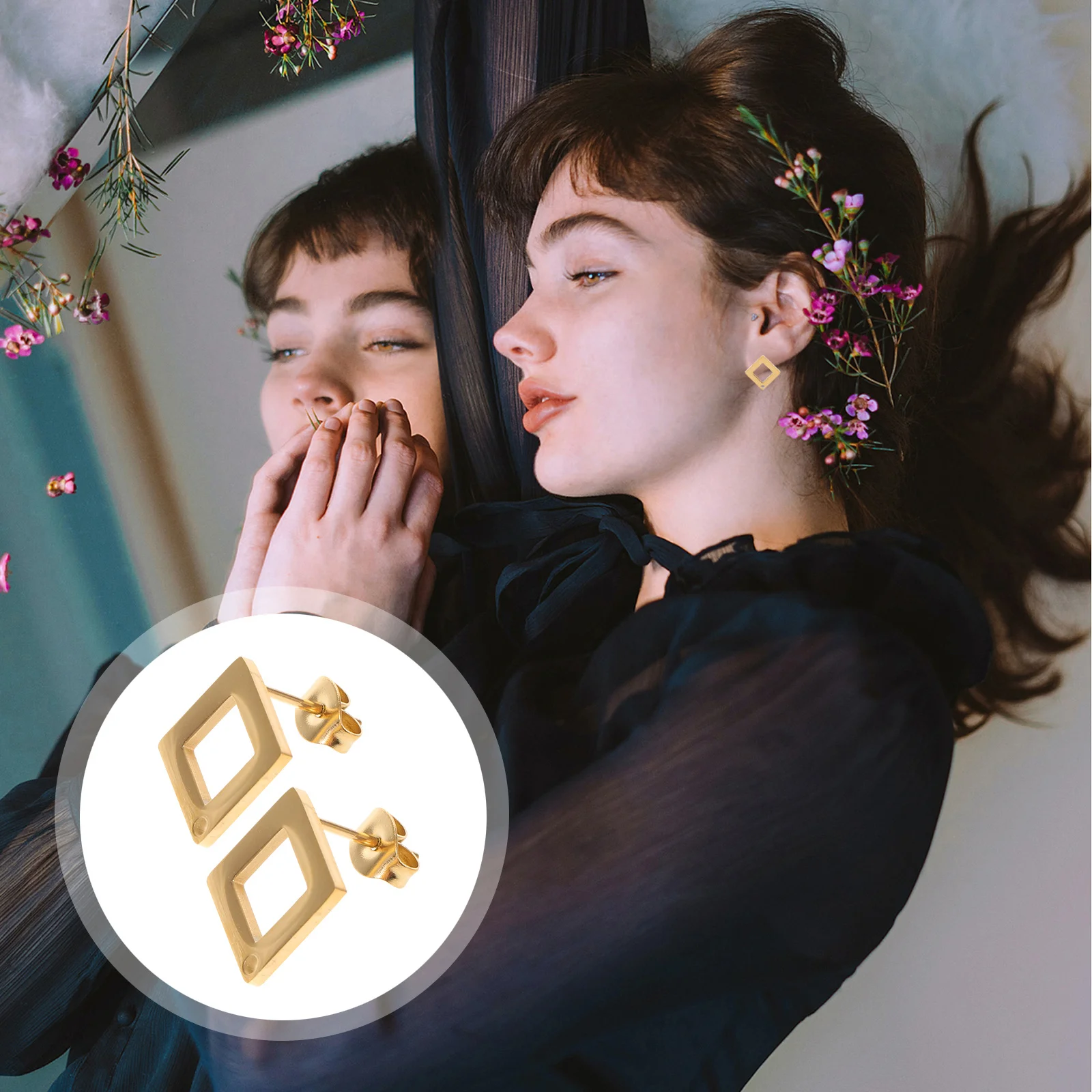 

5 пар квадратных серег-гвоздиков в виде ромба, серьги-гвоздики из нержавеющей стали, геометрические серьги, стойки, аксессуары для изготовления ювелирных изделий своими руками