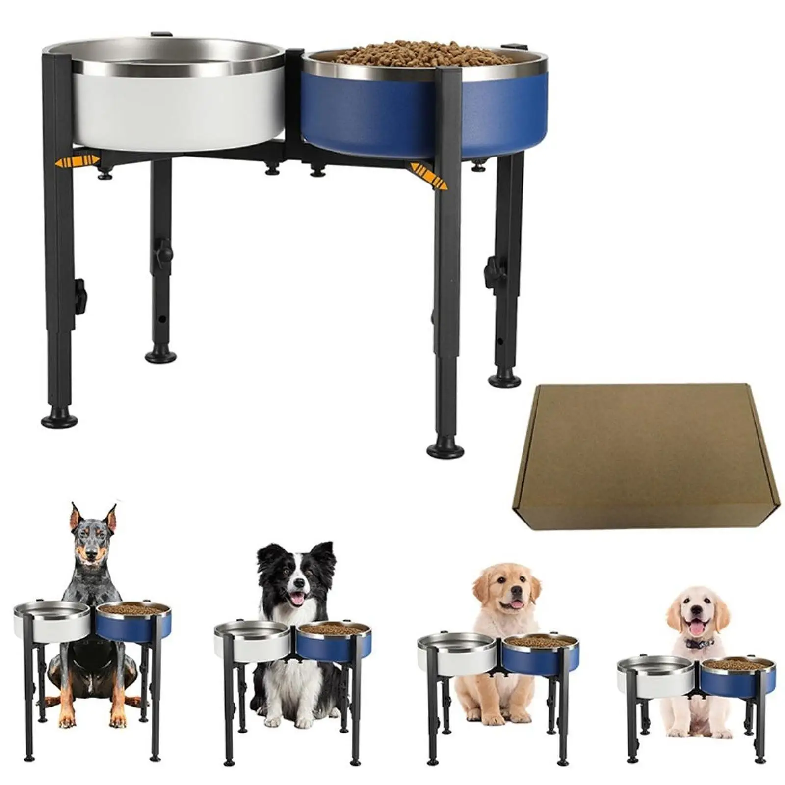 Support surélevé en fer pour gamelles de nourriture pour animaux, hauteur réglable, pour plusieurs tailles de chiens et de chats