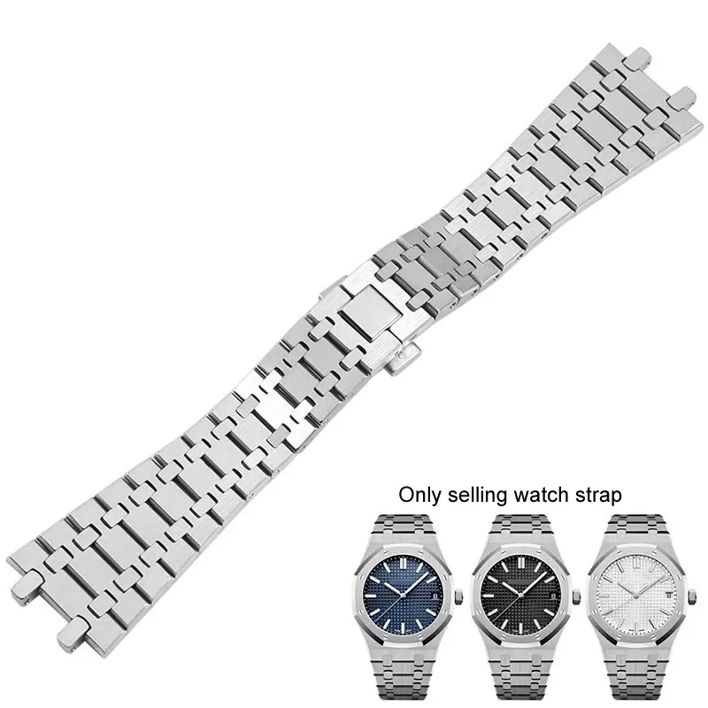 

Watchband waterproof Stainless Steel Bracelet For AP ROYAL OAK 15400 26331 15500 Watch Strap Folding Buckle Strap 26mm