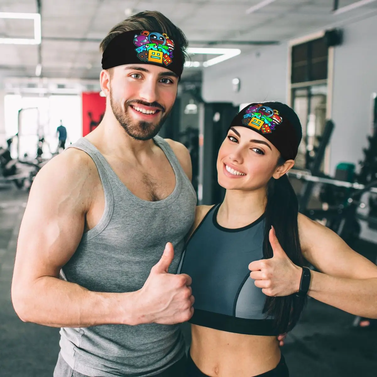 

Custom Geometry Dash Old School Gaming Sweatband for Men Women Wicking Moisture Sports Sweatband Gym Yoga Running