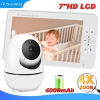 Video Baby Monitor 7 Inch Display Screen 4X Zoom Camera Kids Indoor Security Protection Surveillance With Temperature Lullaby