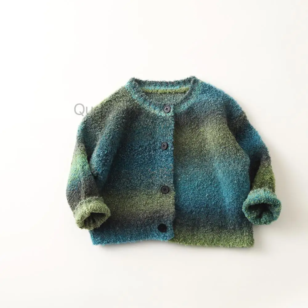 

2025 Autumn New Children Long Sleeve Sweater Coat Boys Girls Casual Knitted Cardigan Baby Vintage Jacket Kids Clothes