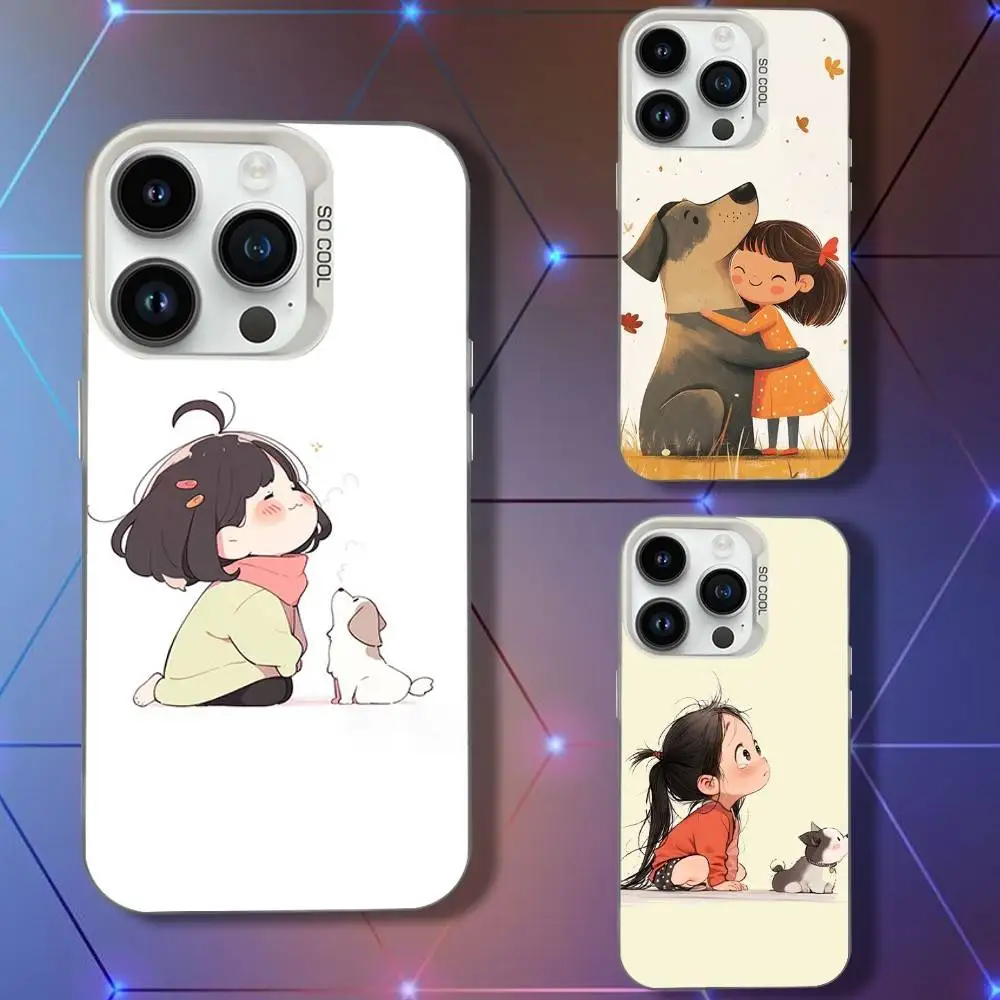

Cute Child Dog Phone Case For iPhone 16,15,14,13,12,11,Pro,XS,Max,Plus,Mini,SE White Candy Matte Shockproof Cover