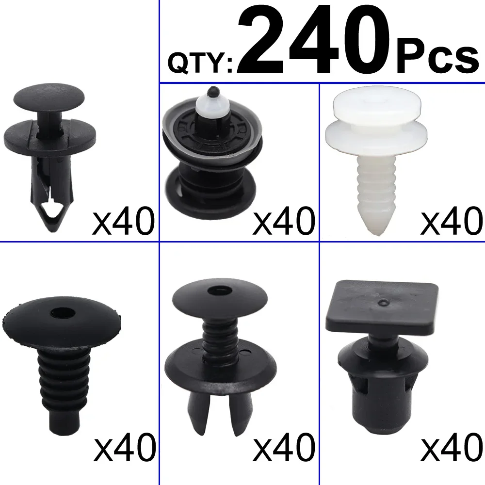 240Pcs For VW Golf Plus 2004 2005 2006 - 2013 Wheel Arch Bumper Splashguard Carpet Push Rivet Holder Door Boot Clips Accessories