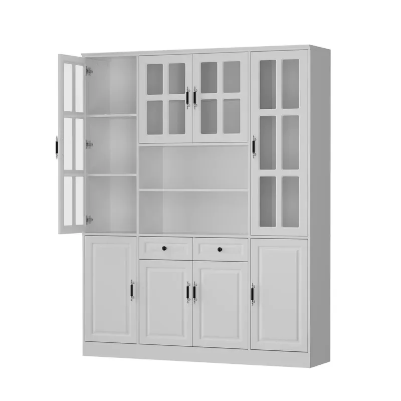 for Modern Style White Black Wood Kitchen Locker with 8 Doors Durable Spacious Storage Unit