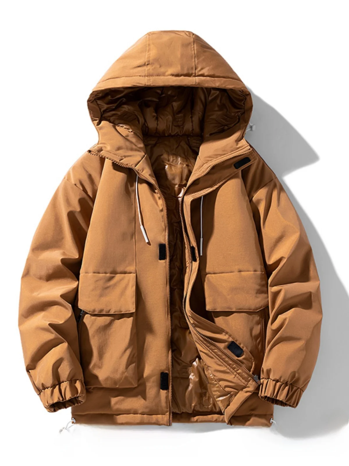 

Мужская зимняя утепленная хлопковая куртка с капюшоном, универсальная, модная, для пар, уличная одежда, теплая, с длинными рукавами, на молнии