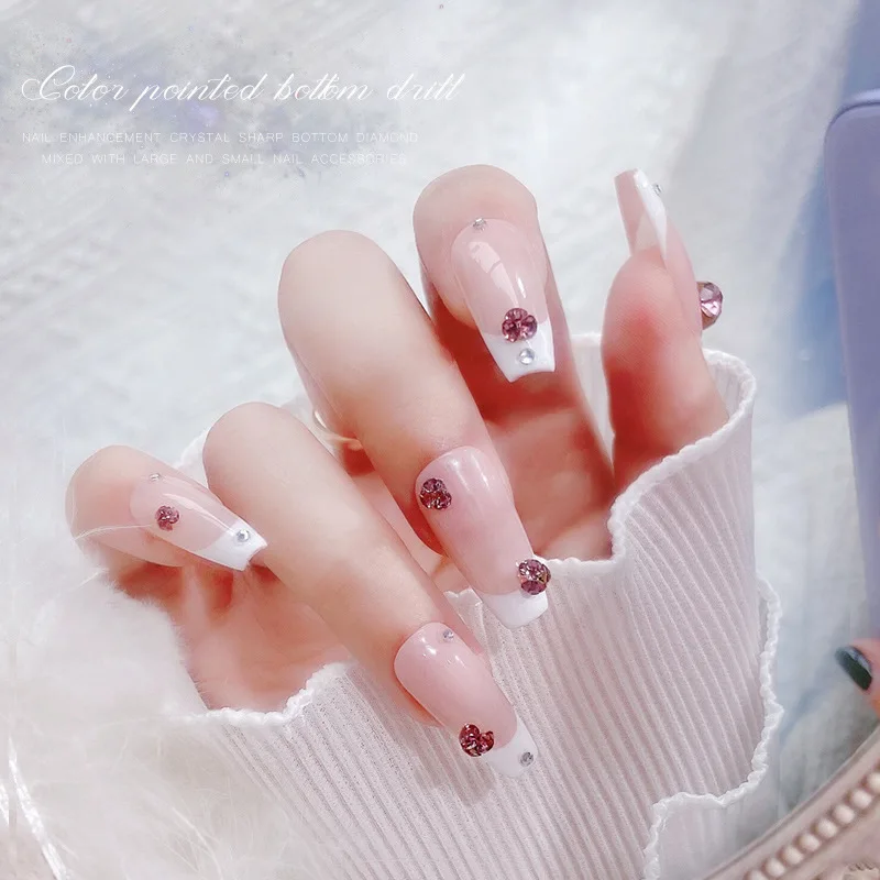 1Set 6-Grid Pointed Back Rhinestone Nail Set, Ins Style Clear Glass Stones Sparkly Starry Cluster DIY Manicure Accessories
