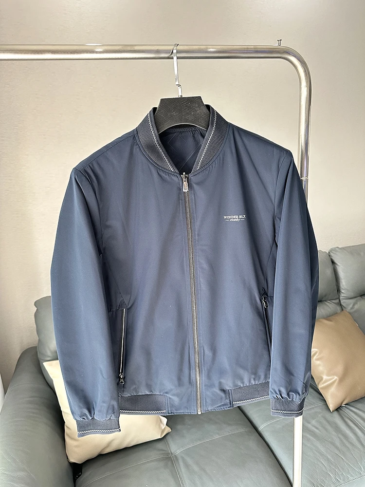 

Double-Sided Wear Men's Baseball Collar Jaet Outerwear Long Sve Casual Loose Fit Windproof Faion Urban Sle Polyester...