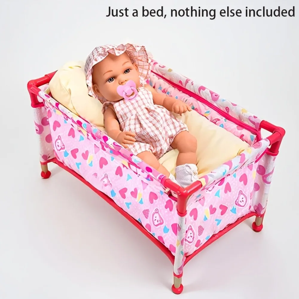 Simulation Baby Doll Bed Crib Furniture Toy, for reborn dolls under 18", for girls Ages 3+ as toy Nursery Room Decoration Gifts