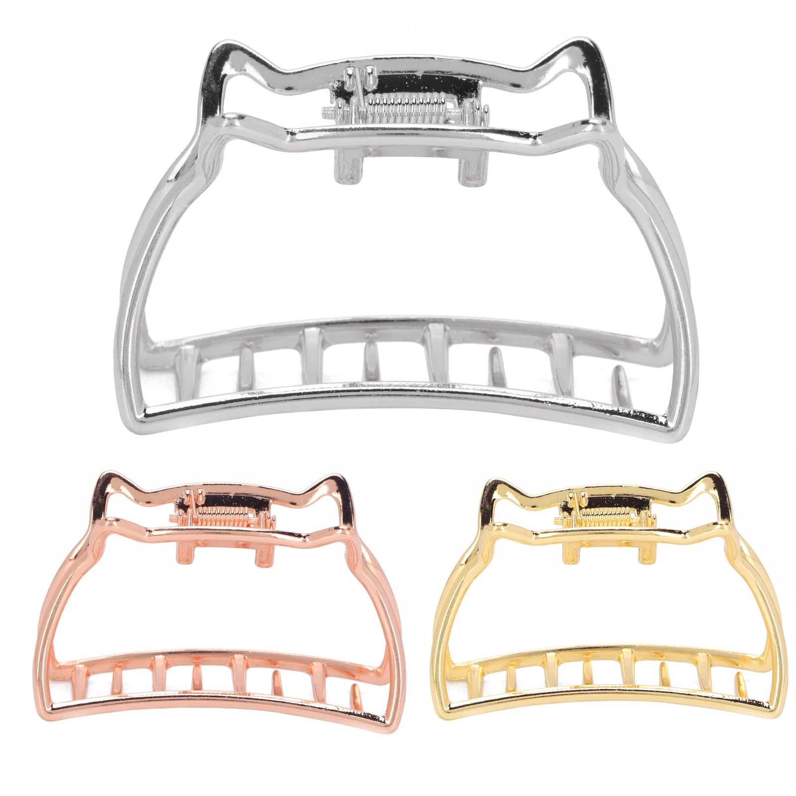 مشبك شعر مقاطع معدنية على شكل قطة عقد غير قابل للانزلاق على شكل قطة مشابك فكية حامل شعر للارتداء اليومي والحفلات وأعياد الميلاد #4