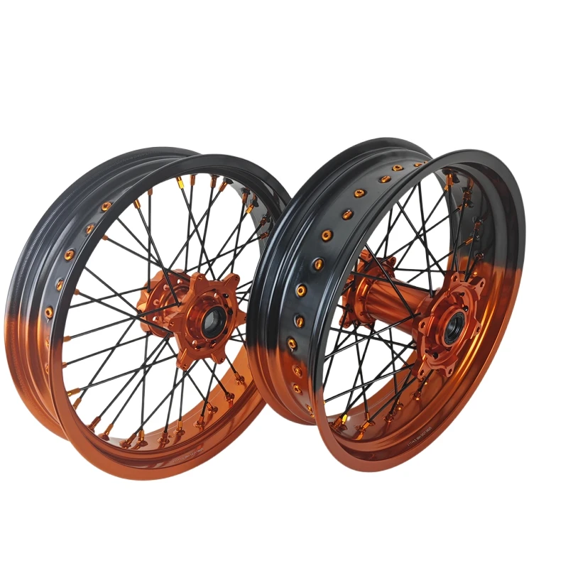 

Hot-selling Orange Black Gradient Motorcycle Spoke Wheel Set Aluminum Alloy Off-road Bike Rims for Kt m Xcw 2017