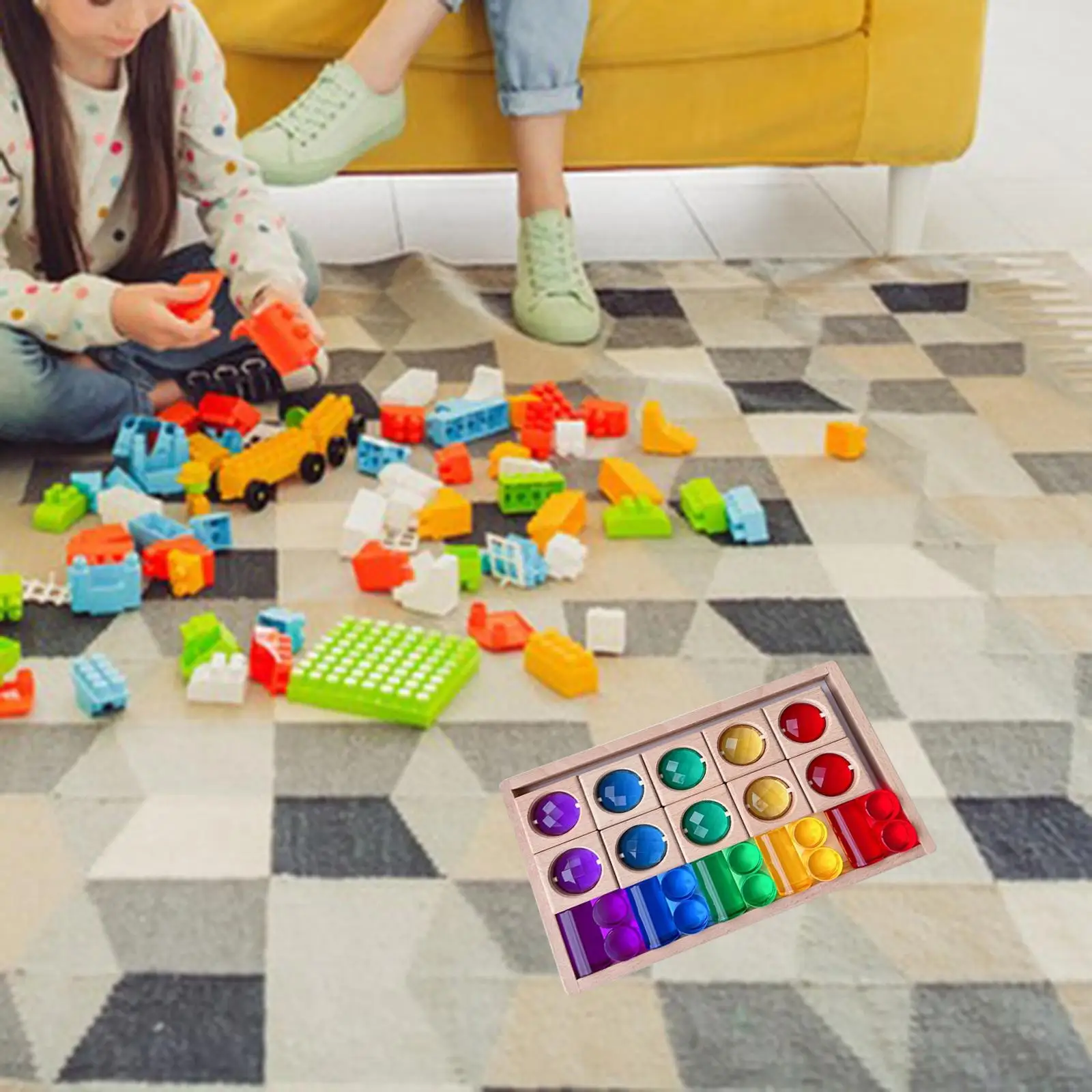 Set di blocchi da costruzione arcobaleno, giocattoli sensoriali traslucidi per ragazzi e ragazze