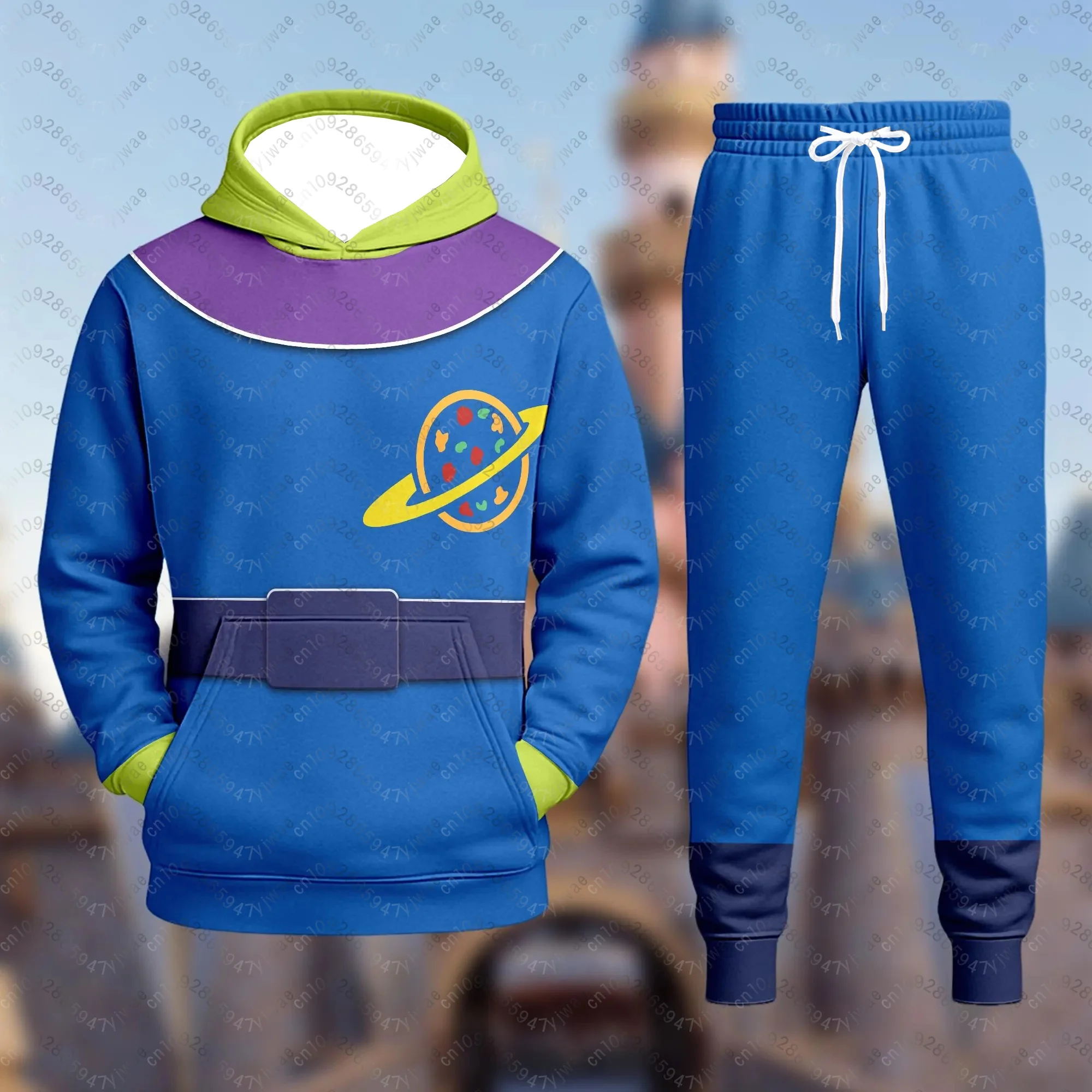 الرجال الغريبة قصة لعبة هالوين هوديي وسراويل مجموعة عارضة قطعتين الزي لربيع/الخريف طويلة الأكمام ثلاثة عيون الأجانب