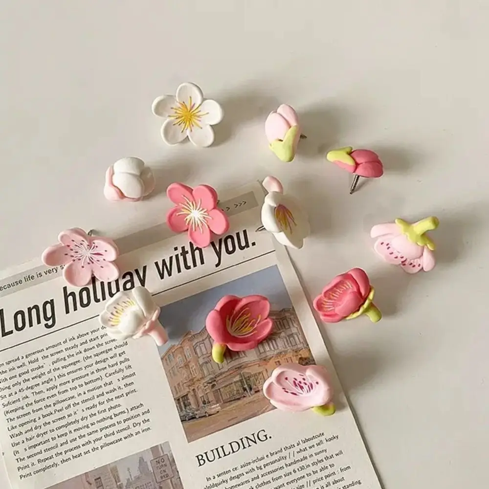 20/30 pçs portátil criativo sakura alfinetes diy 3d blackboard alfinetes reutilizáveis com caixa decorativa studs cortiça