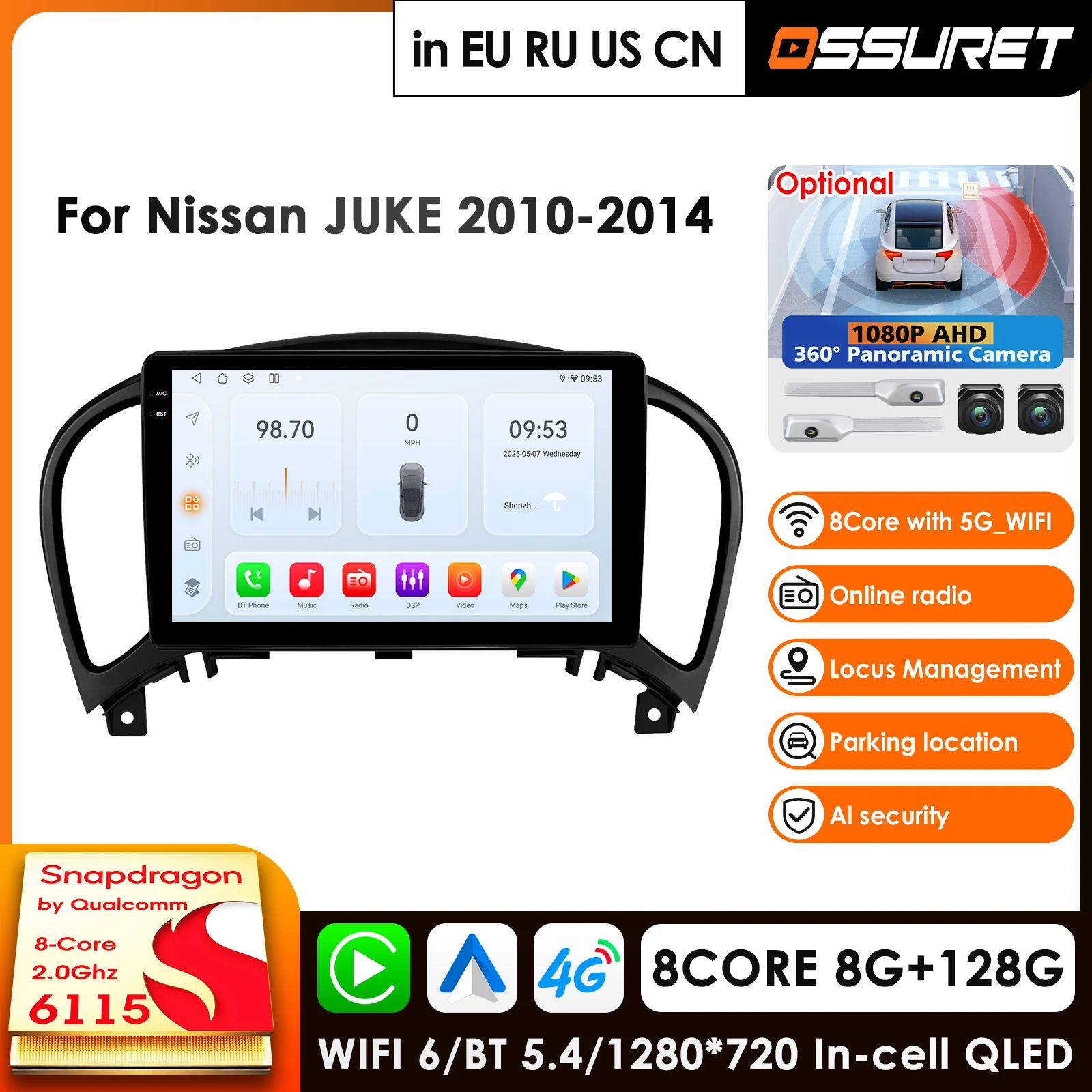 

9inch Screen 4G-LTE WIFI Carplay Android Car Radio For Nissan Juke YF15 2010-2014 Car Multimedia Player GPS BT Auto Stereo RDS