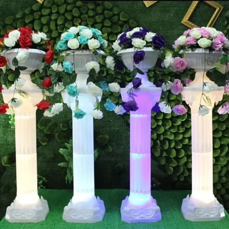 NEW Upscale Led Luminous Plastic Roman Column Wedding Events Welcome Area Decoration Photo Booth Props Supplies 2 Pcs/lot