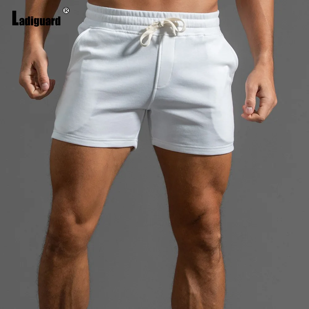 Ladiguard Plus Size 3xl Men Leisure Shorts 2022 Summer New Sexy Lace-up Skinny Shorts Blue Gray Male Casual Beach Short Pants