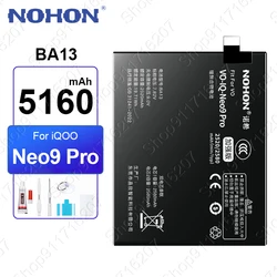 NOHON Lithium Polymer Battery for iQOO Neo 9 Pro 8 7 6 5 SE 5S 3 855 845 V2339A V2338A V2301A V2302A V1981A Phone Batteries