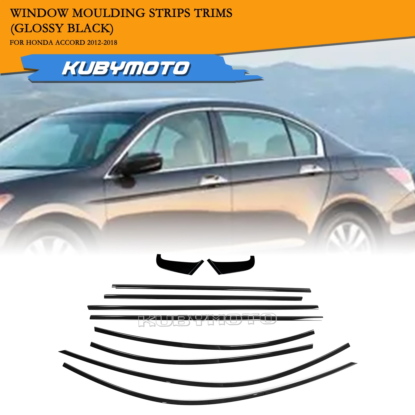 

10 PCS Car Exterior Door Window Trim Strip Decoration Styling Cover For Honda Accord 2012-2018