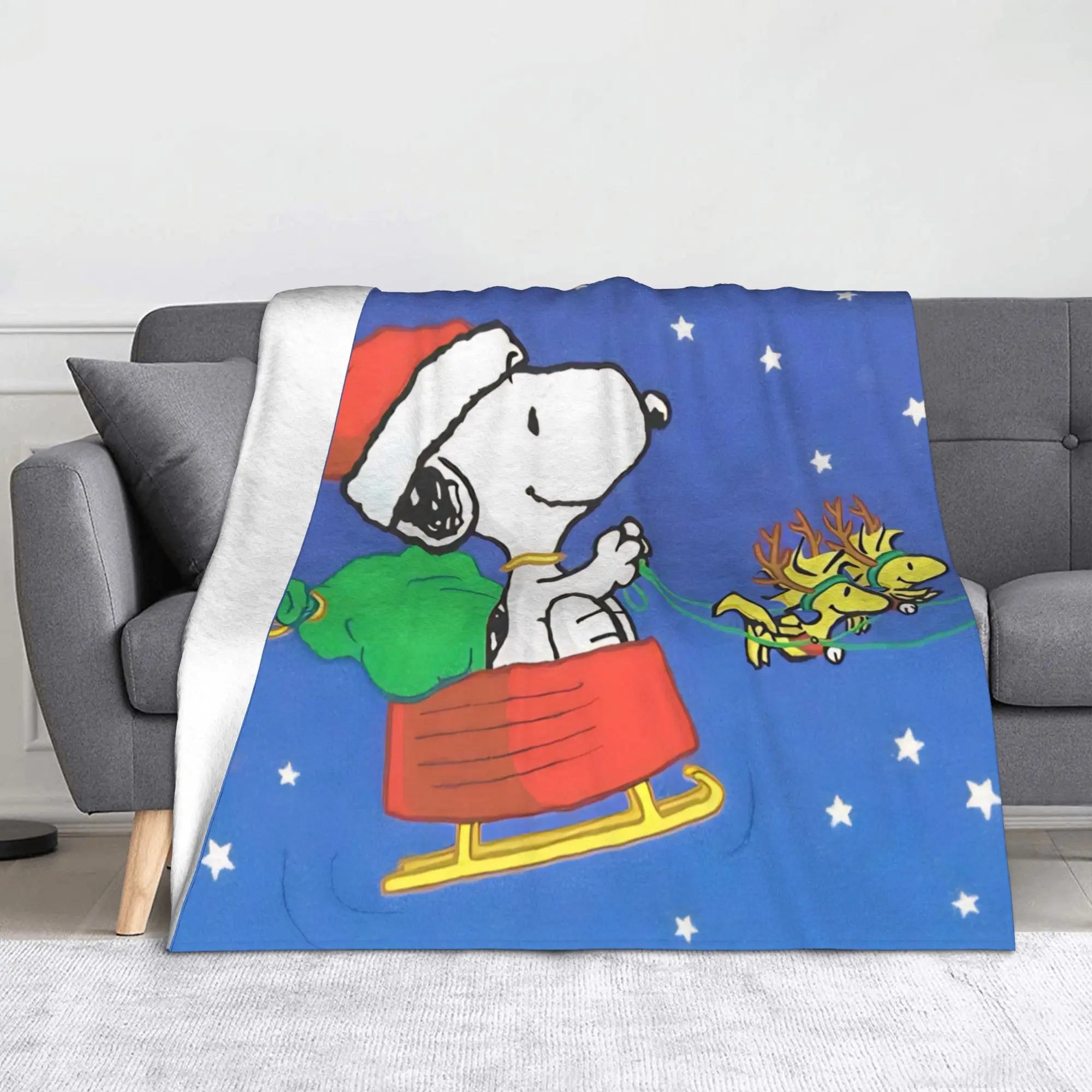 Kawaii S-Snoopys Xmas Christmas Blanket  Plush Throw Blanket Bedroom Sofa Decoration Ultra-Soft Warm Bedspread