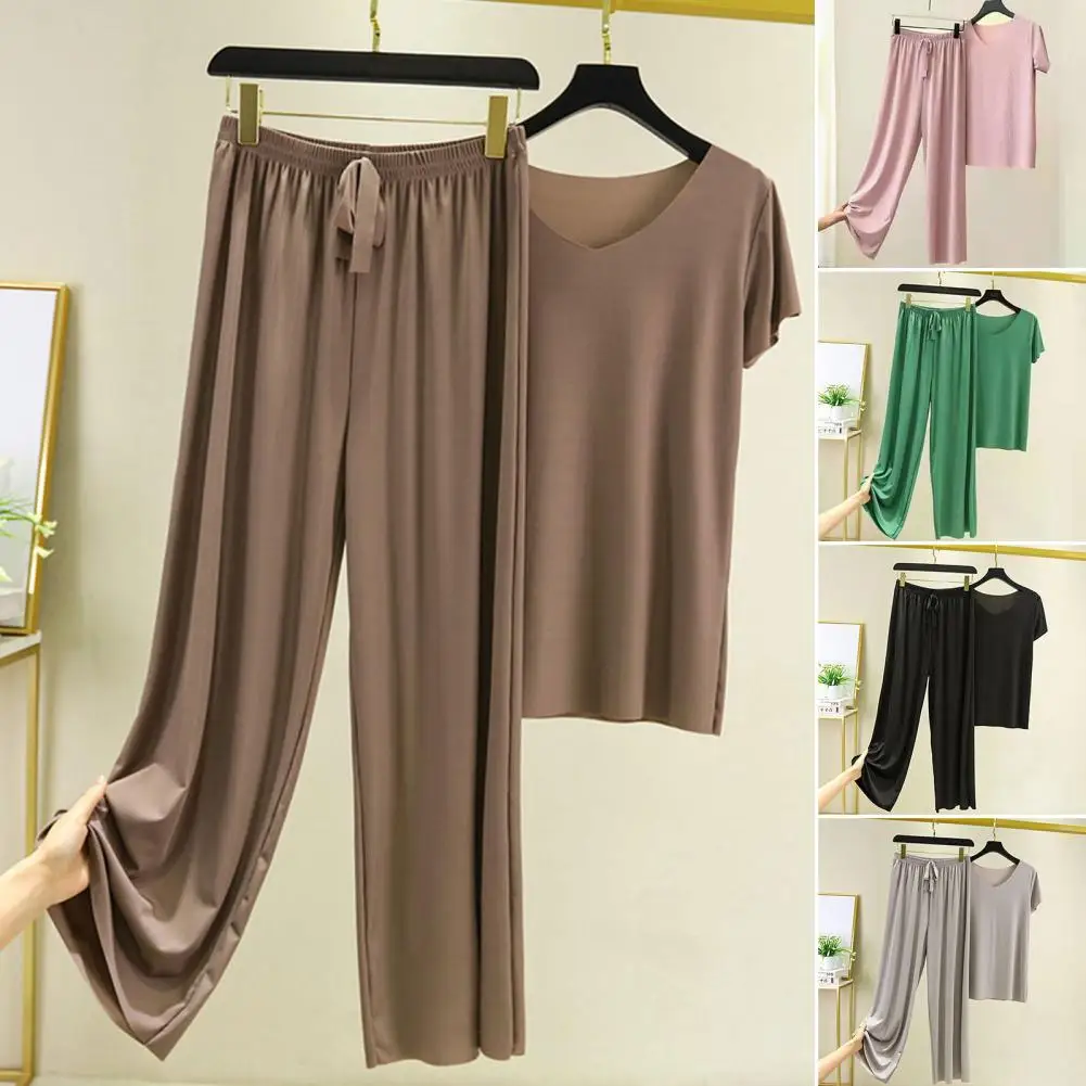 Keep Cooling Elastic Waist Breathable Women T-shirt Pants Set Lady Garment