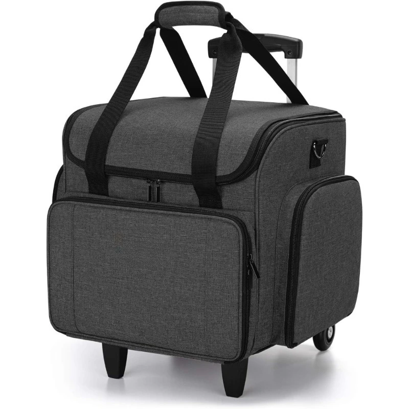 

Sewing Machine Carrying Case with Wheels Detachable Rolling Tote Bag and Padded Mat